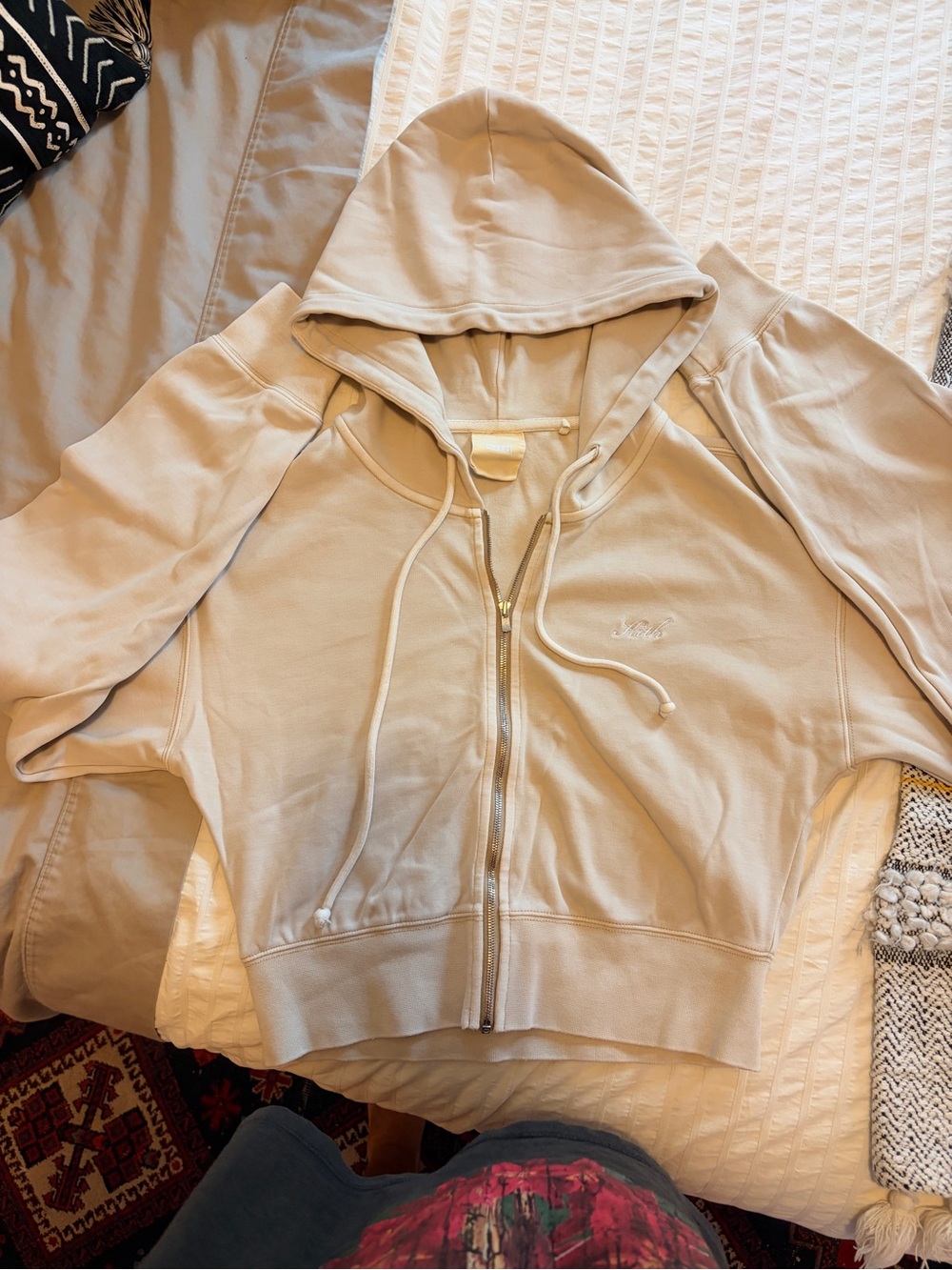 Women's Cream Zip-Up Hooded Jacket